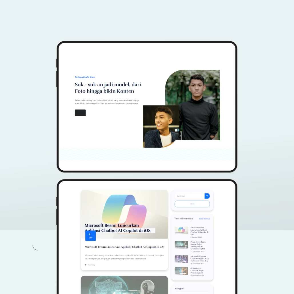 Website Profil Pribadi dilengkapi Blog Artikel/berita