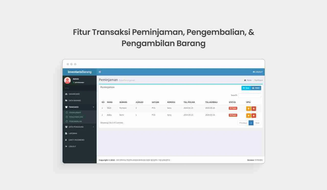 Halaman Manajemen Transaksi