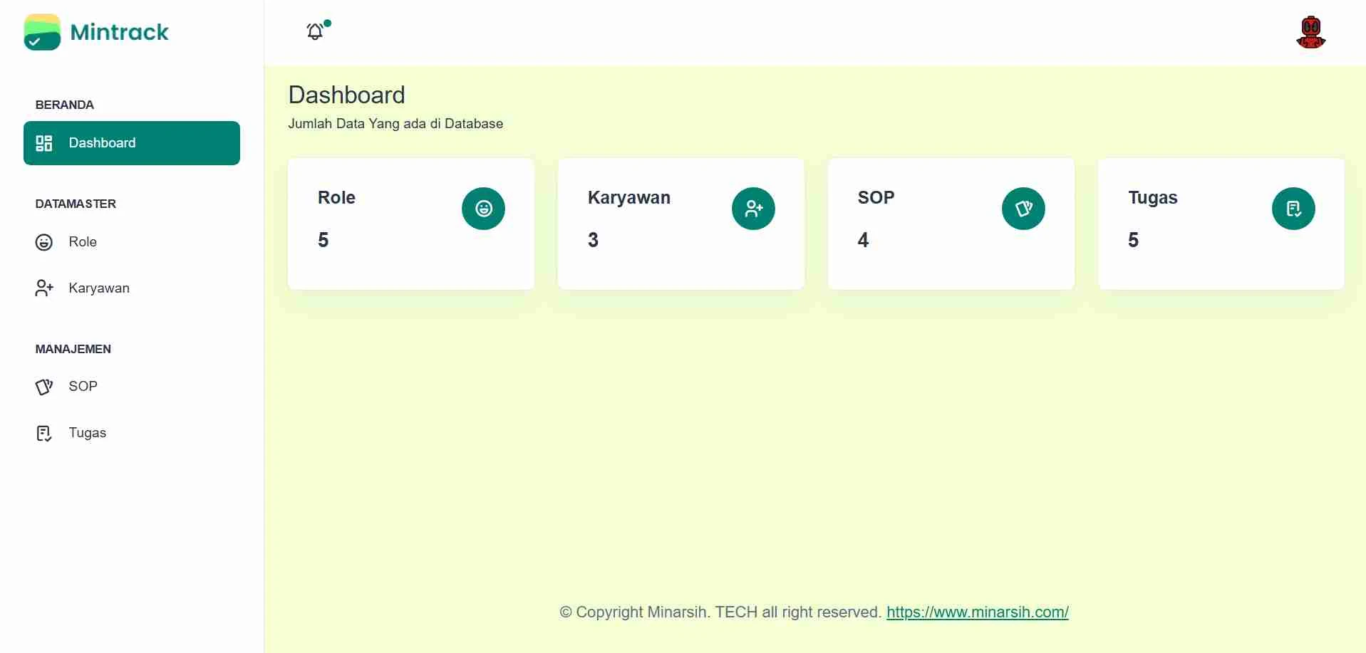 Halaman Dashboard